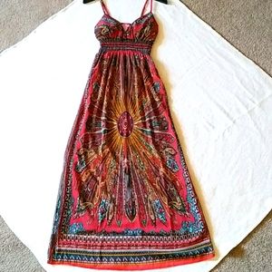 Red Pattern Empire Dress